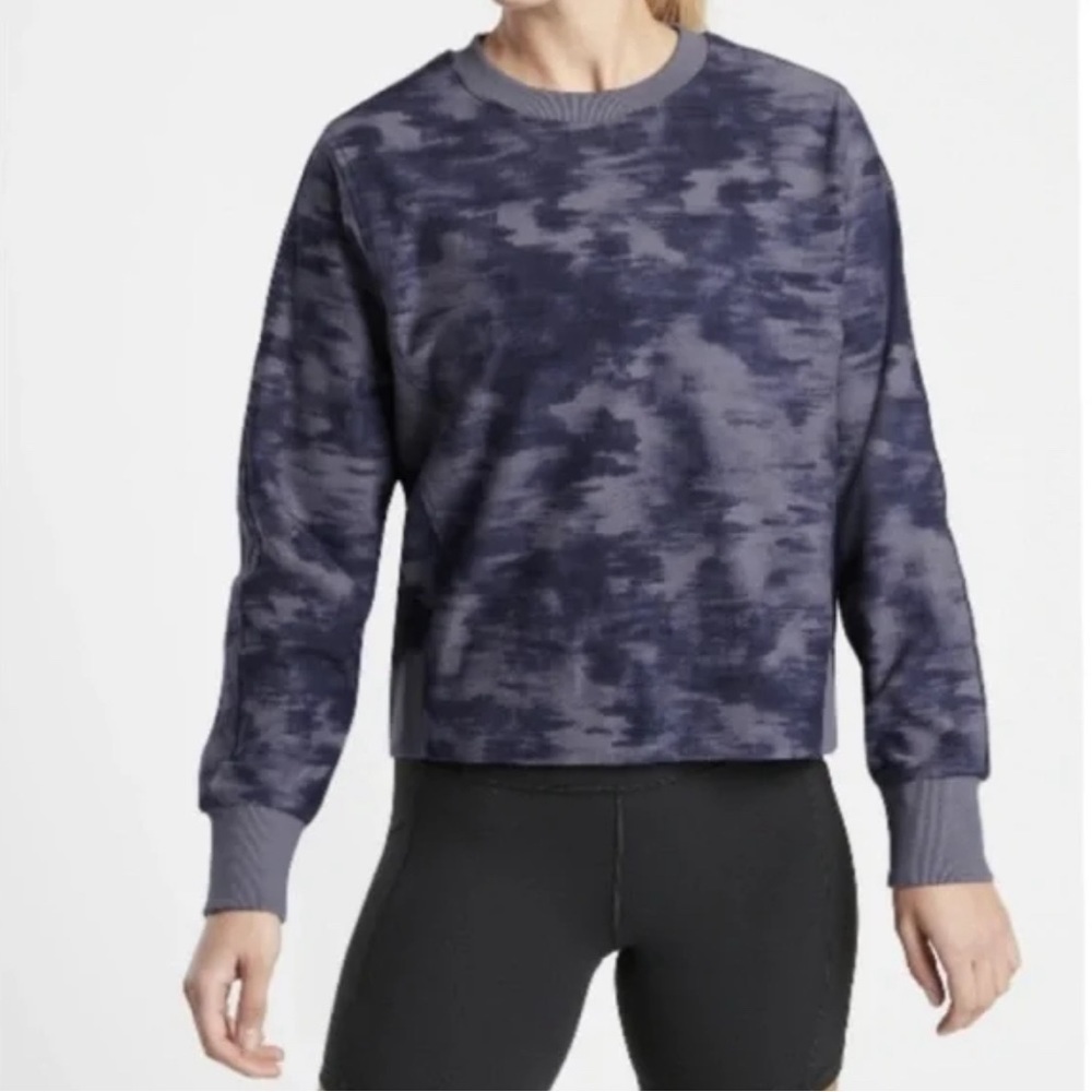 Athleta Farallon Blue Gray Camo Sweatshirt Cropped women’s size 1X